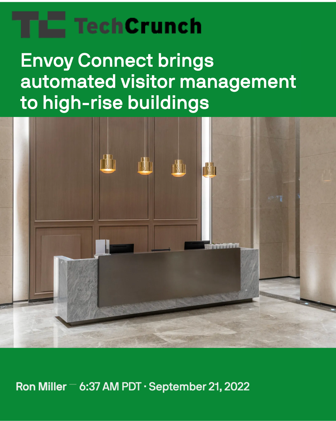 TechCrunch article: Envoy Connect brings automated visitor management to high-rise buildings